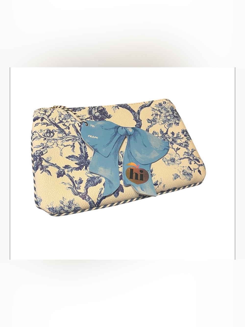 NWT Vegan Zipper Pouch Blue/White